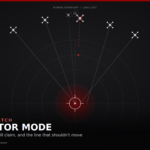Dark, editorial illustration of six drone icons converging in formation on a glowing red targeting reticle at the bottom of the frame, set against faint concentric radar rings. Five drones are rendered in grey with solid uplink lines running to a faded human-silhouette icon at the top labeled "Human oversight — link lost." The sixth drone, nearest the reticle, is rendered in pale red with its uplink shown as a dashed line that breaks and stops short of the human icon, visually marking its severed connection. Over a darkened lower third, the headline reads "AI WEAPONS WATCH / TERMINATOR MODE / Ukraine's autonomous kill claim, and the line that shouldn't move," with a small "Illustration — a Prime Rogue Inc. publication" credit beneath.